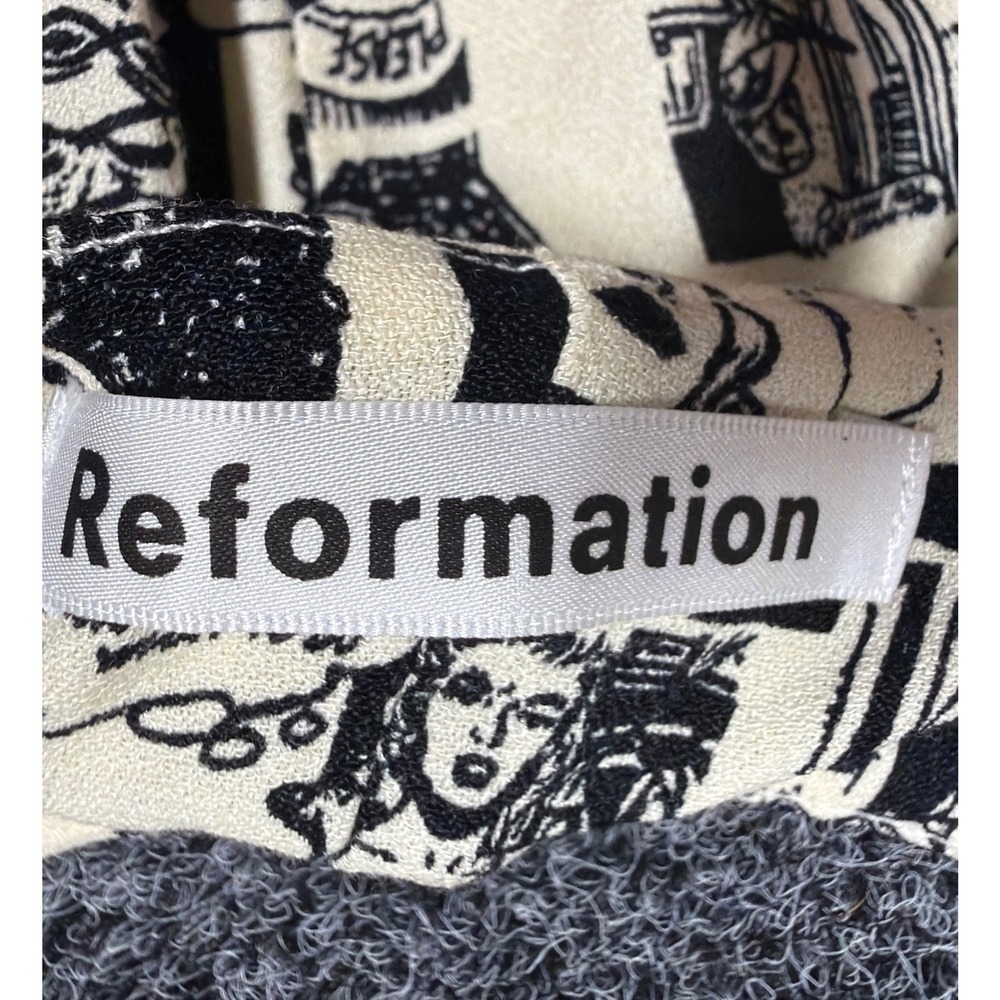 Reformation Dress Womens 10 White Comic Book Pop Art Mini Slip Adjustable Strap - Picture 2 of 6